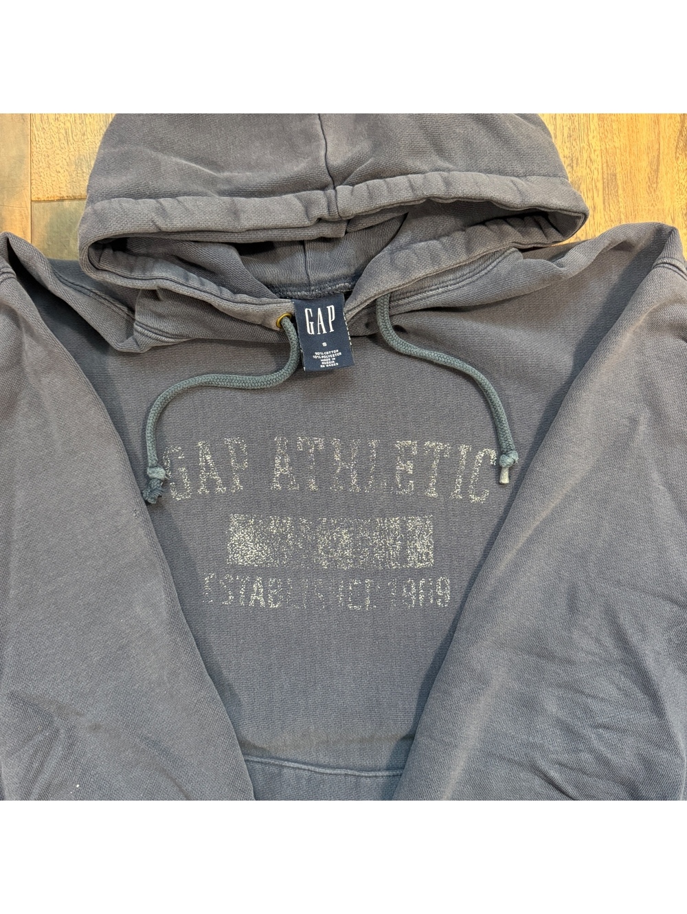Vintage Y2K Gap Athletic Reverse Weave Hoodie S Faded Blue 1969 Heavyweight